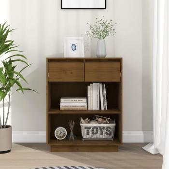 Armoire Console Salon – Marron Miel, Bois de Pin 60×34×75 cm