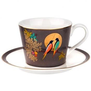 Sara Miller London Grey Chelsea Collection Tea Cup and Saucer