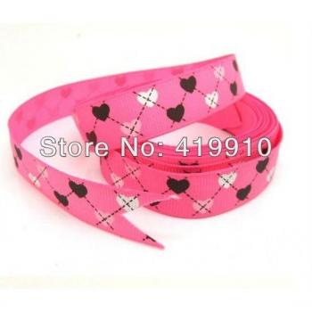 16mm Fuchsia Argyle Hearts Ribbon for Wedding Crafts