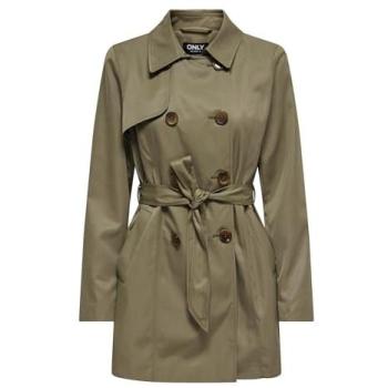 Vestido en Gabardina Gris con Detalle Cinturón