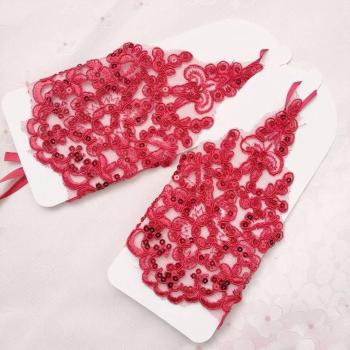 Gants de mariage sans doigts en dentelle perlée pour fille, accessoires de scène