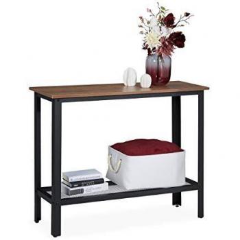 Relaxdays Konsolentisch im Industrie Design mit Metallgestell, 80 x 101,5 x 35 cm, braun/schwarz