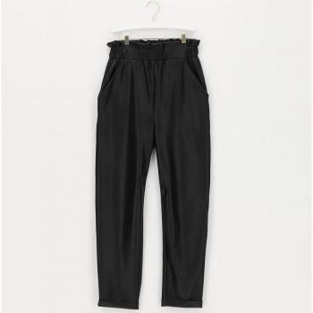 Pantaloni donna in eco pelle effetto termico, Nero, L