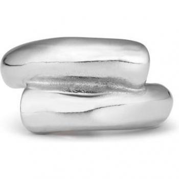 Bague argentée à section tubulaire