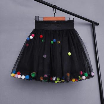 Soft Tulle Pompom Skirt for Girls