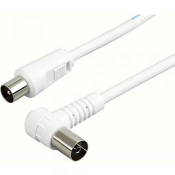 Câble Antenne 3 m IEC Incliné – Schwaiger Standard, Double Blindage, Blanc