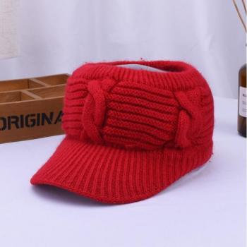 Fleece High Bun Ponytail Visor Beanie Cap