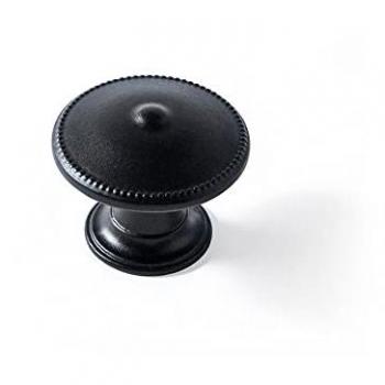 Conjunto de 4 Puxadores Redondos para Mobiliário, Fabricado em Zamak, Acabamento Preto Mate, Modelo 3121 Ø30mm