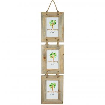4x6 Rustic Wooden Triple Photo Frame