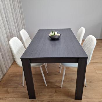 Kosy Koala Dark Grey Dining Table with 4 White Chairs