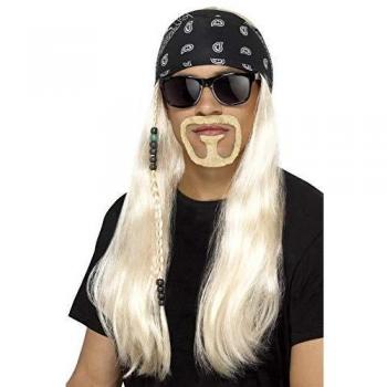 Parrucca Bionda con Barba e Accessori Rocker