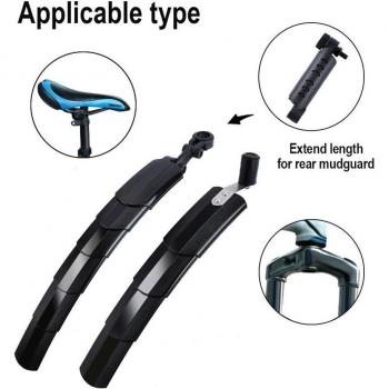 Garde-boue en plastique pour vélo, télescopique, 2 pièces, 7 couleurs