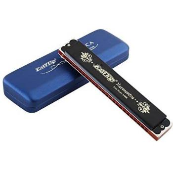 East top 24 Holes Tremolo Harmonica Key of C, Professional Tremolo Mouth organ Harmonica for Adults, Band Player and Students