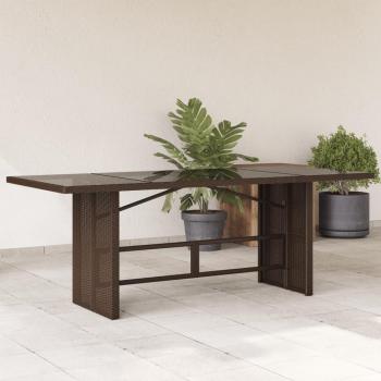 Mesa Jardín Maison Exclusive 190x80x75 cm – Vidrio y Rattan Marrón