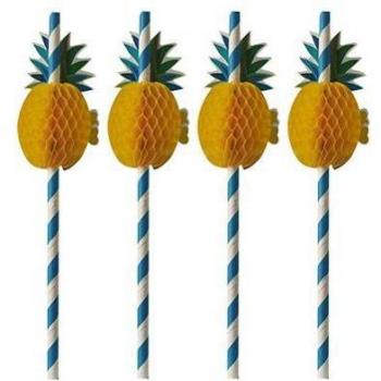 Straw Paper Ananas 200 mm (Blu & Bianco) – Papstar
