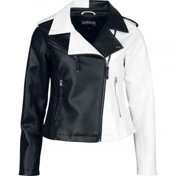 Gothicana by EMP – Black & White Kunstleder‑Jacke für Frauen, XXL