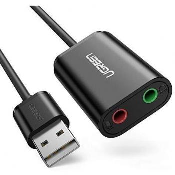 UGREEN USB-A to 3.5mm Audio Adapter, 15cm, Black