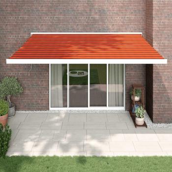Auvent orange et marron 4x3 m rétractable en tissu et aluminium