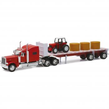 Modelo 389 Peterbilt 1/32 con Remolque y Tractor para Cosecha de Fardos