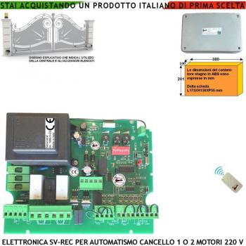 Securvera Centrale Cancello 2 Ante Battenti 220 V Ricevente Radio 1 Radiocomando Tempi Forza E Funzione Regolabili Fine Corsa Co