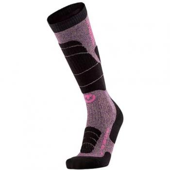 Calcetines Therm-ic Ski Merino Reflective Negro/Rosa Mujer, Talla XS (35-36), con tecnología reflectante y material de merino