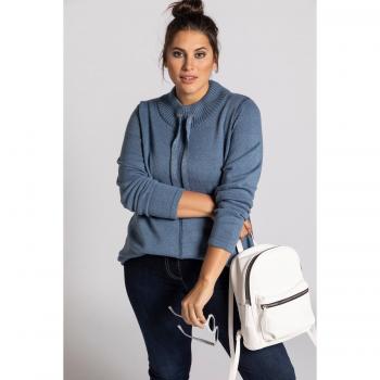 Maglione collo alto grigio donna taglia 64/66 in lana e fibre sintetiche