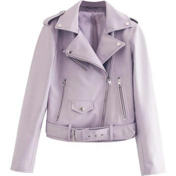 Black PU Leather Biker Jacket for Women