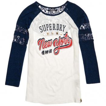 Superdry Technisches Streifen-Inserat Baseball-Top M Weiß