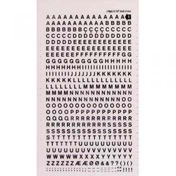 Black Transferable Letters and Numbers 4 mm