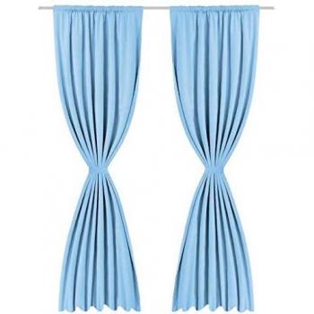 VidaXL 140x245 cm Turchese Tendaggi a Doppio Strato con Fermatenda 2 Pz