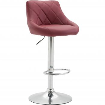 Tabouret de bar bordeaux synthétique, rotatif, avec repose-pieds et décoration cousue