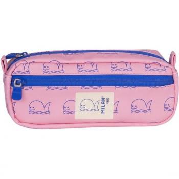 Colección 460 Milan: Portatodo Rectangular Rosa/Azul con 2 Compartimentos