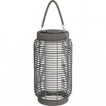 Solar Stehlampe „Horizon 4“ – Geflochtenes Harz, Stahl, 18 × 37 cm, automatisches Ein/aus, grau