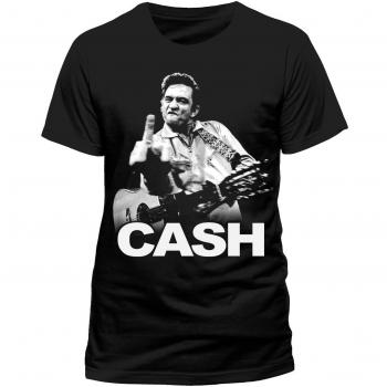 Johnny Cash Men's Finger Short Sleeve T-Shirt, Black, Large