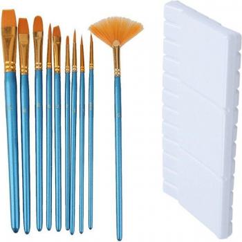 Kit de pinceaux en nylon pour cheveux 10 pièces et palette artistique 33 grilles