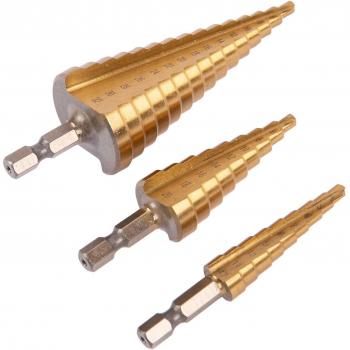 Titanium Coated Steel Step Drill Bit Set