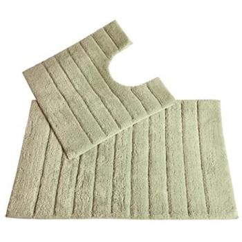 Allure Ocean Mist Ribbed Bath Mat with Complementary Toilet Mat (Light Green)