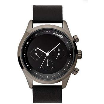 S.Oliver Mens Sophisticated Leather Quartz Clock SO-3722-LM