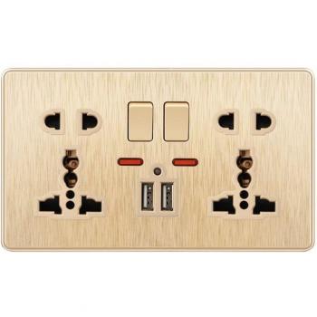 UK 13A Socket with Two USB Ports and Push Button