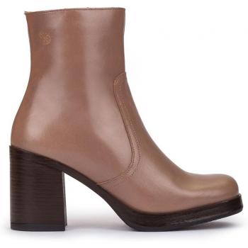 Yokono Botines de piel con tacón para mujer