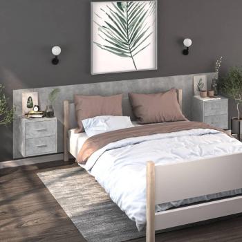 Concrete Grey Wall-Mounted Bedside Cabinets 2 pcs