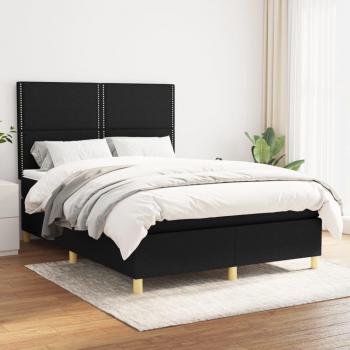 Lit avec sommier tapissier noir 140x190 cm