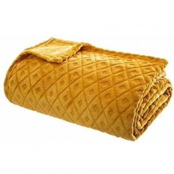 Plaid PEGANE 3D Losanges Ocre