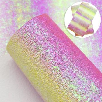 Rainbow Sequin Faux Leather Fabric 20x34cm