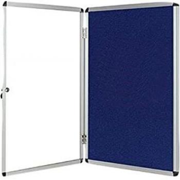 VITRINA DE ANUNCIOS Q-CONNECT MURAL GRANDE FEUTRINE AZUL CADRE ALUM. SERRURE PORTE METHACRYLATE