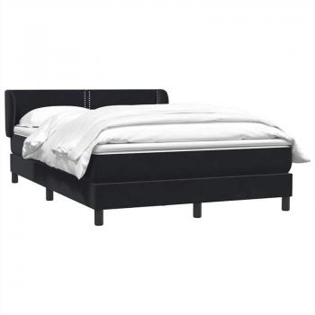 Box Spring Letto vitaXL Nero 140x210 cm con Materasso in Corda Vellutata