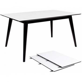Table de salle à manger extensible coloris blanc et noir