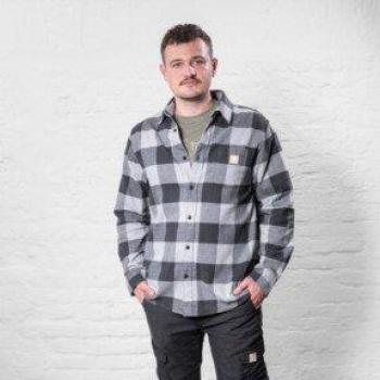 STIER Herren Heavy Flannel Shirt BCI Baumwolle M Grau
