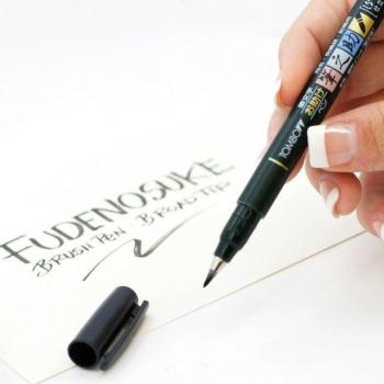 Tombow Fudensuke Filzstift Pinselset schwarz, 6 Stk., Härte 2