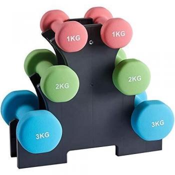 AMGYM Hantelset 6‑teilig – Neopren‑Gewichte + Ständer – Fitnessstudio